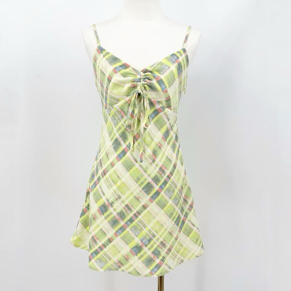 Forever 21 Dresses & Skirts - Forever 21 Plaid Ruched Cami Mini Dress S A-Line Coquette Y2K Dopamine Mall-core